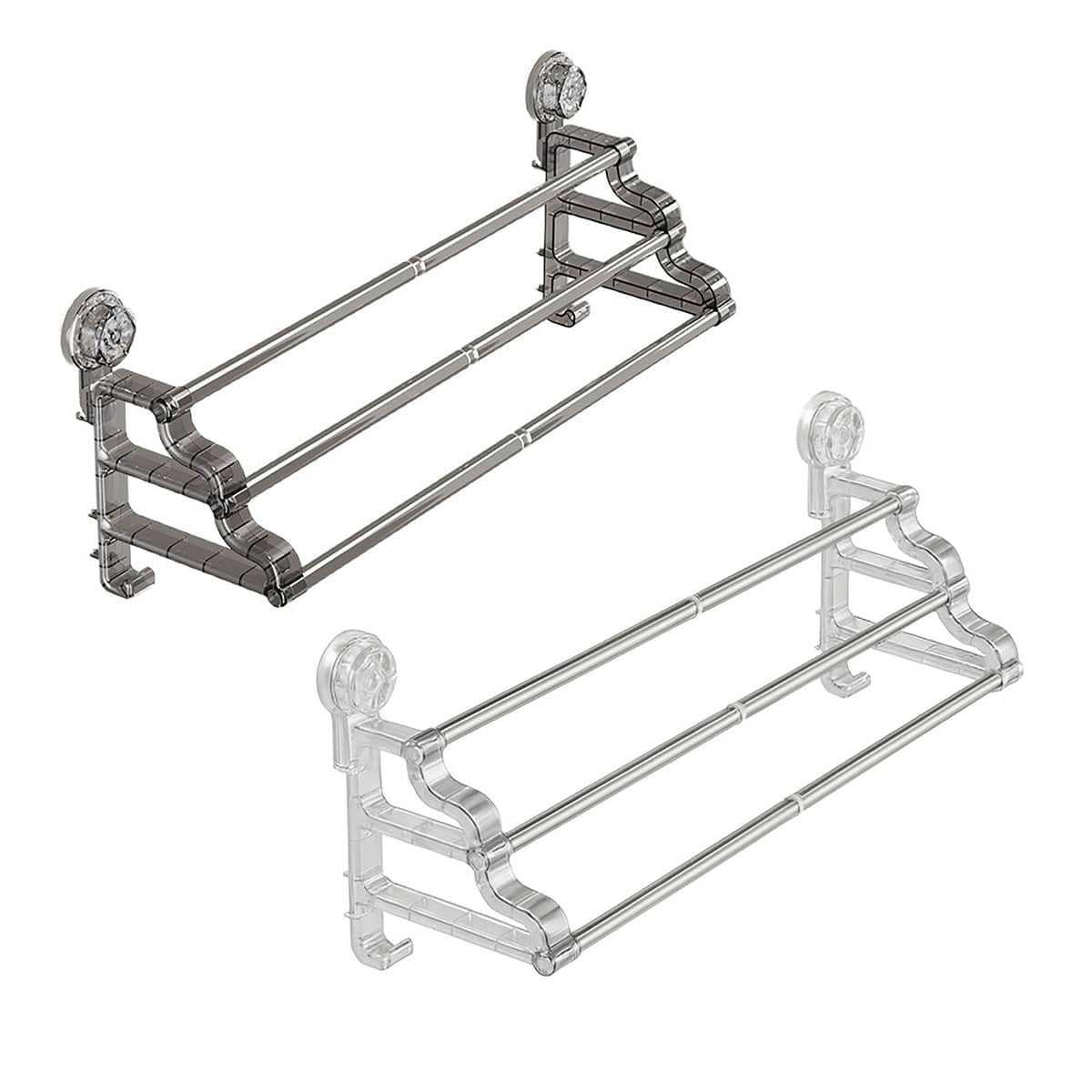 3 Tier Towel Rack No Drill Installation Wall Mounted Rustproof Space Saving - Grey - view 3