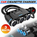 3 Way Car Cigarette Lighter Socket Splitter with Dual USB Ports