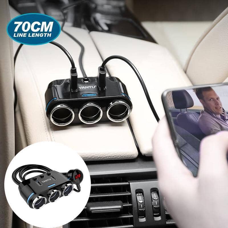 3 Way Car Cigarette Lighter Socket Splitter with Dual USB Ports - view 5