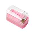 30 Hole Nail Drill Bit Holder with Dustproof Cover - Pink