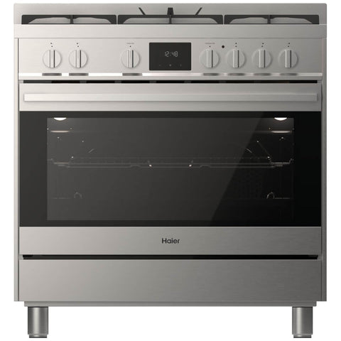 Haier 90cm 300 Series Dual Fuel Freestanding Oven 149L - 5 Gas Burners, Stainless Steel - HOR90S8MSX2