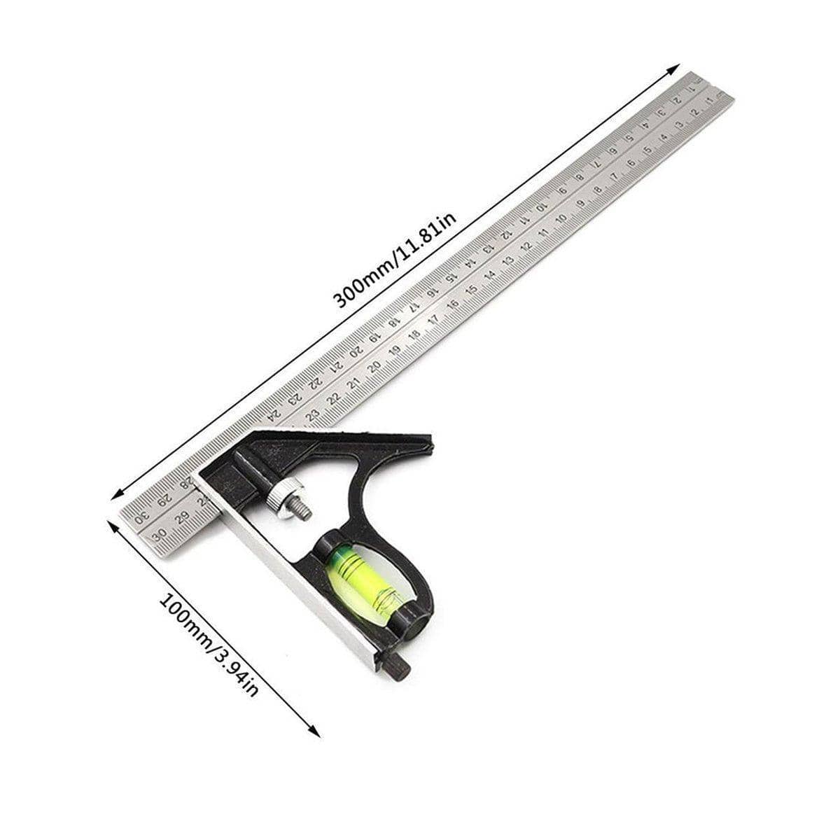300mm Adjustable Combination Square with Level Bubble and Scribe - view 3