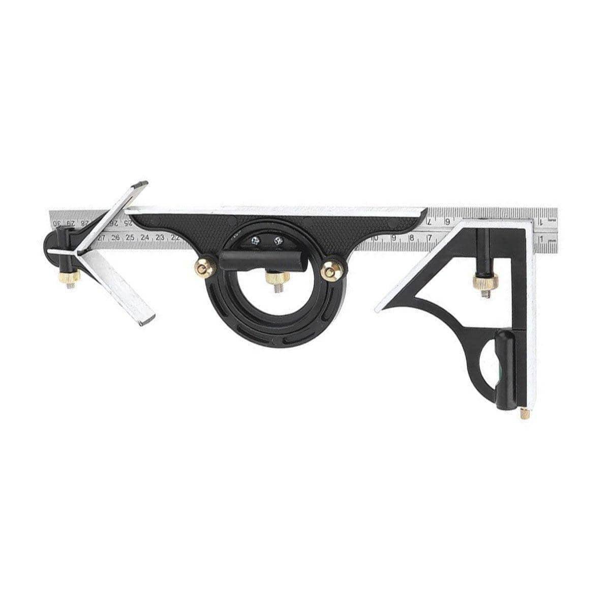 300mm Multifunctional Angle Ruler with 180 Degree Protractor and Level - Stainless Steel - view 2