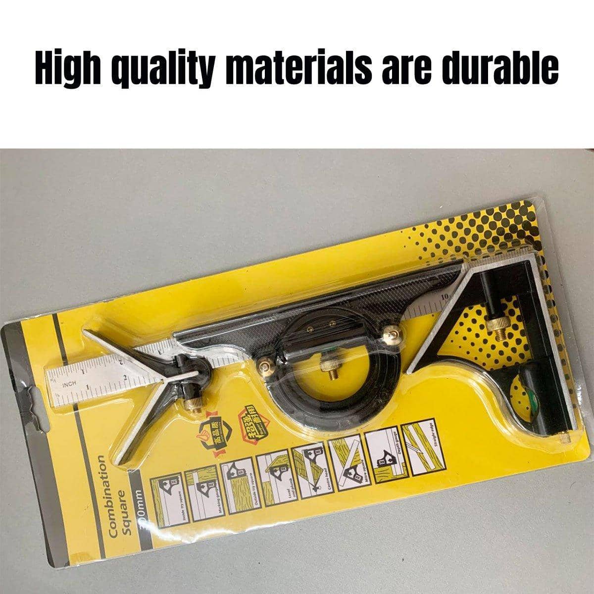 300mm Multifunctional Angle Ruler with 180 Degree Protractor and Level - Stainless Steel - view 4