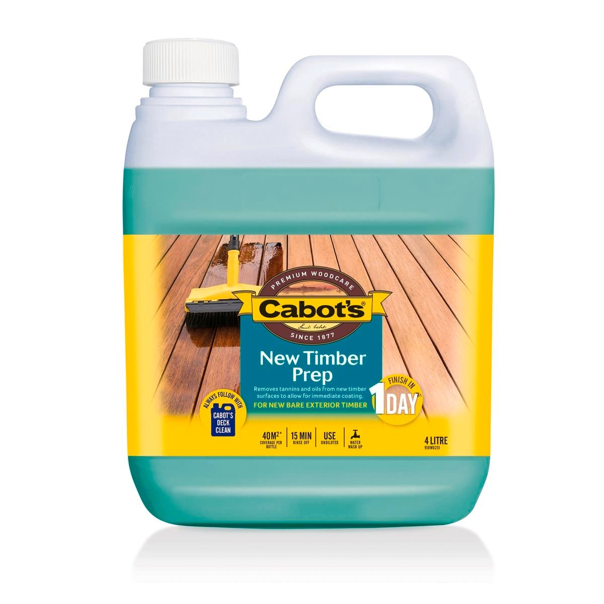 Cabot New Timber Prep 4L - Removes Tannins - Quick Coating - Exterior Use - SuperSaverAU - view 1