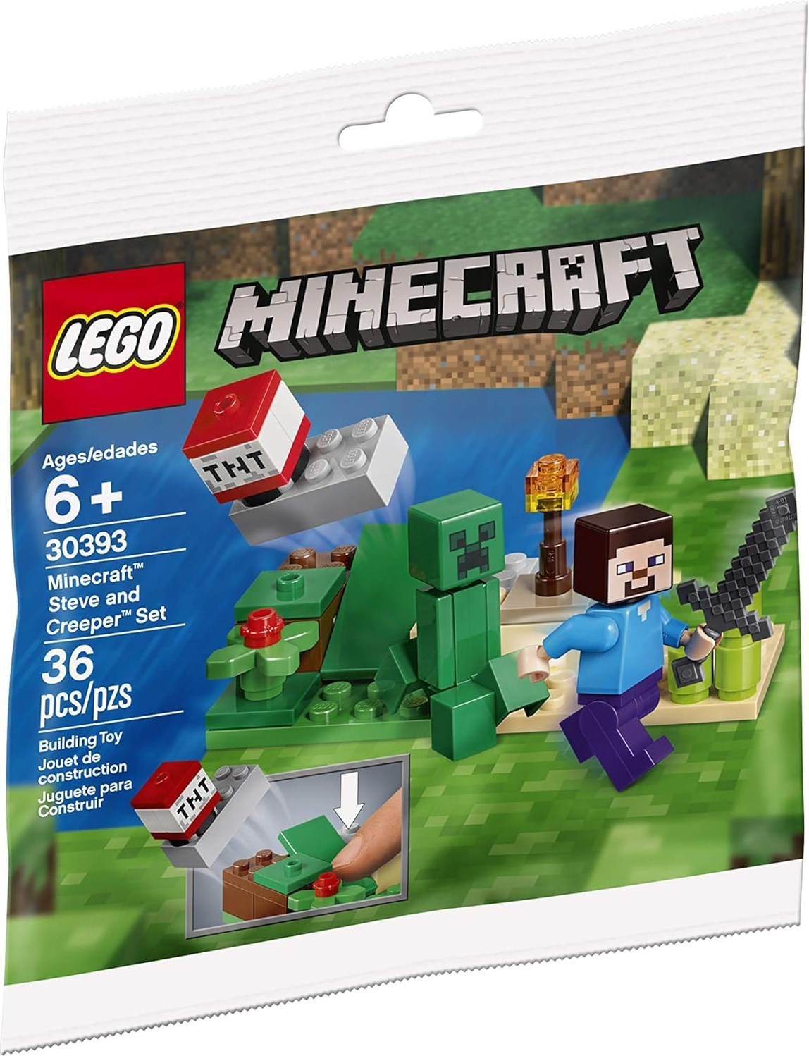 LEGO 30393 Minecraft Steve & Creeper Minifigure Set - SuperSaverAU - view 1