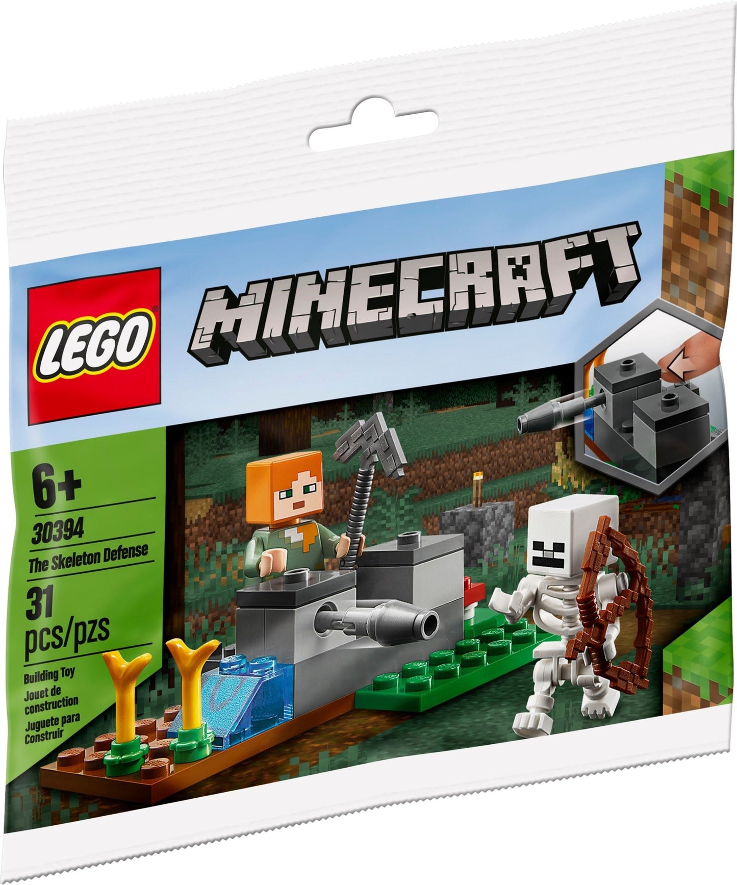 LEGO 30394 Minecraft Skeleton Defense Set with Alex & Missile
