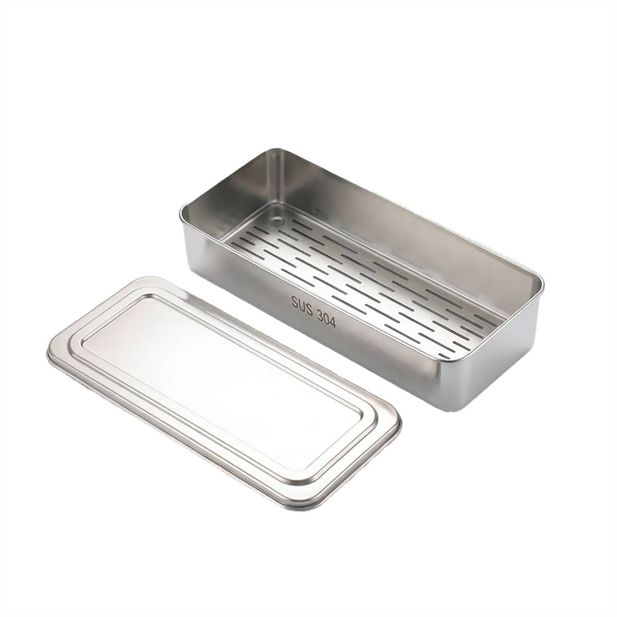 304 Stainless Steel Chopstick Baskets with Lids Set of 2 Ventilated - view 2