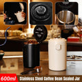 304 Stainless Steel Coffee Bean Sealed Jar 600ml Food Grade Leakproof - Beige - view 2
