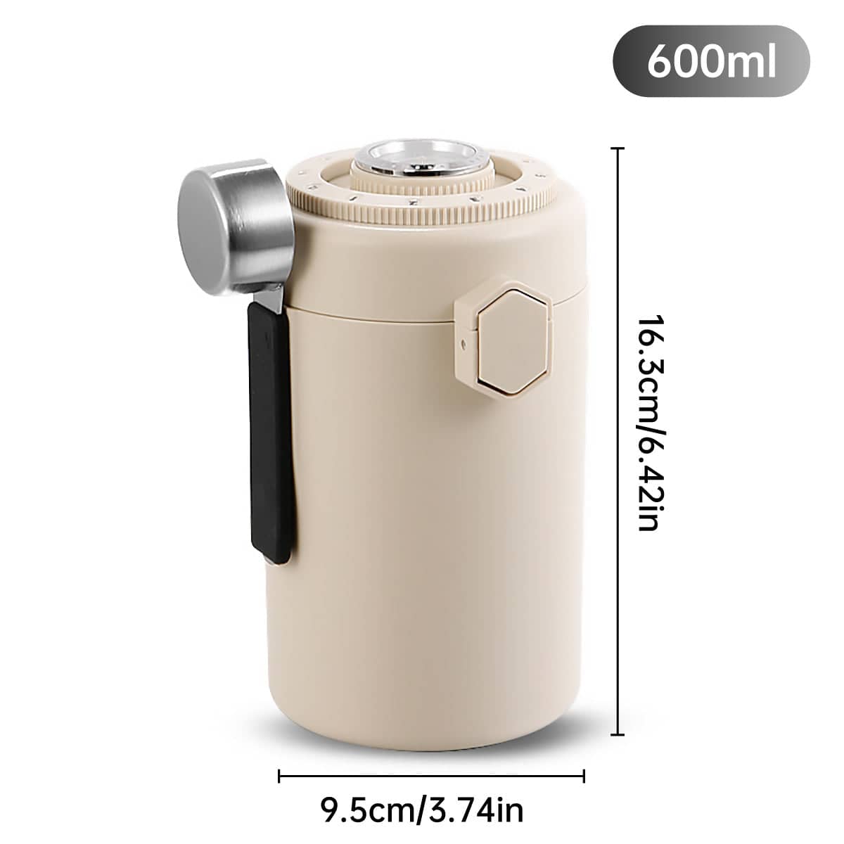 304 Stainless Steel Coffee Bean Sealed Jar 600ml Food Grade Leakproof - Beige - view 4