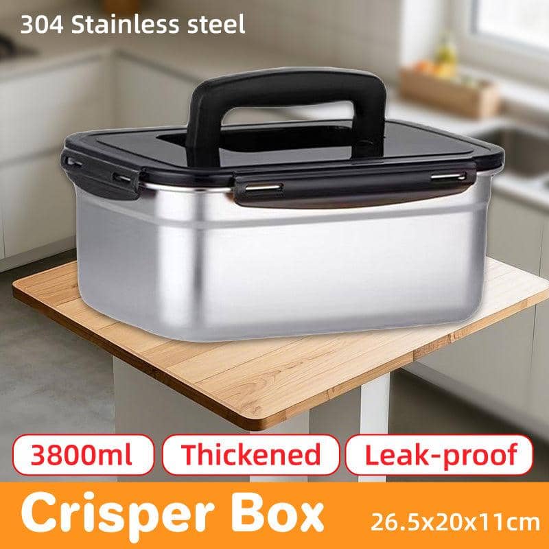 304 Stainless Steel Crisper Box with Lid - 3800ml Lunch Box