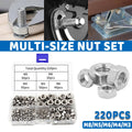 304 Stainless Steel Hex Nut Assortment Kit, 220 Pieces - Metric M3 to M8