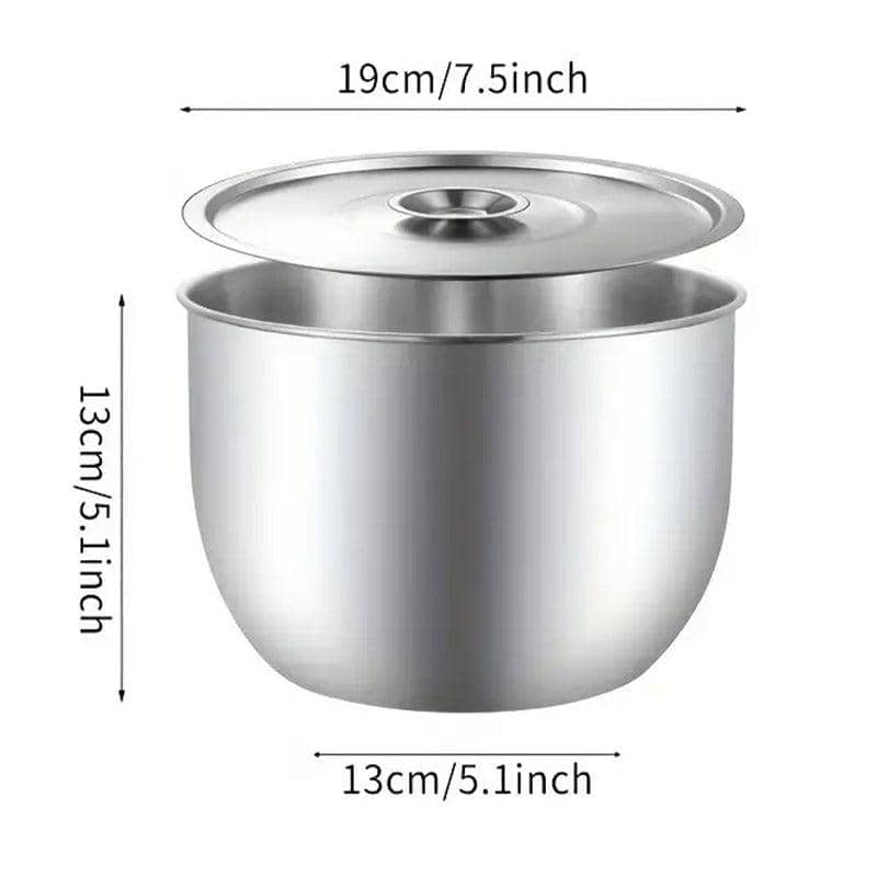 304 Stainless Steel Mixing Basin with Lid - 19 cm Tall - view 3