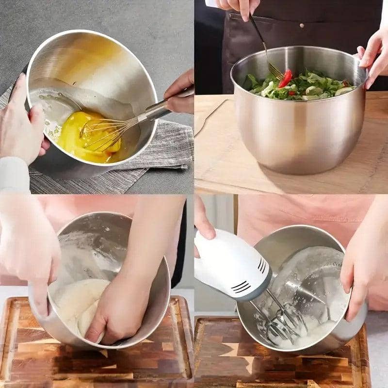 304 Stainless Steel Mixing Basin with Lid - 19 cm Tall - view 4