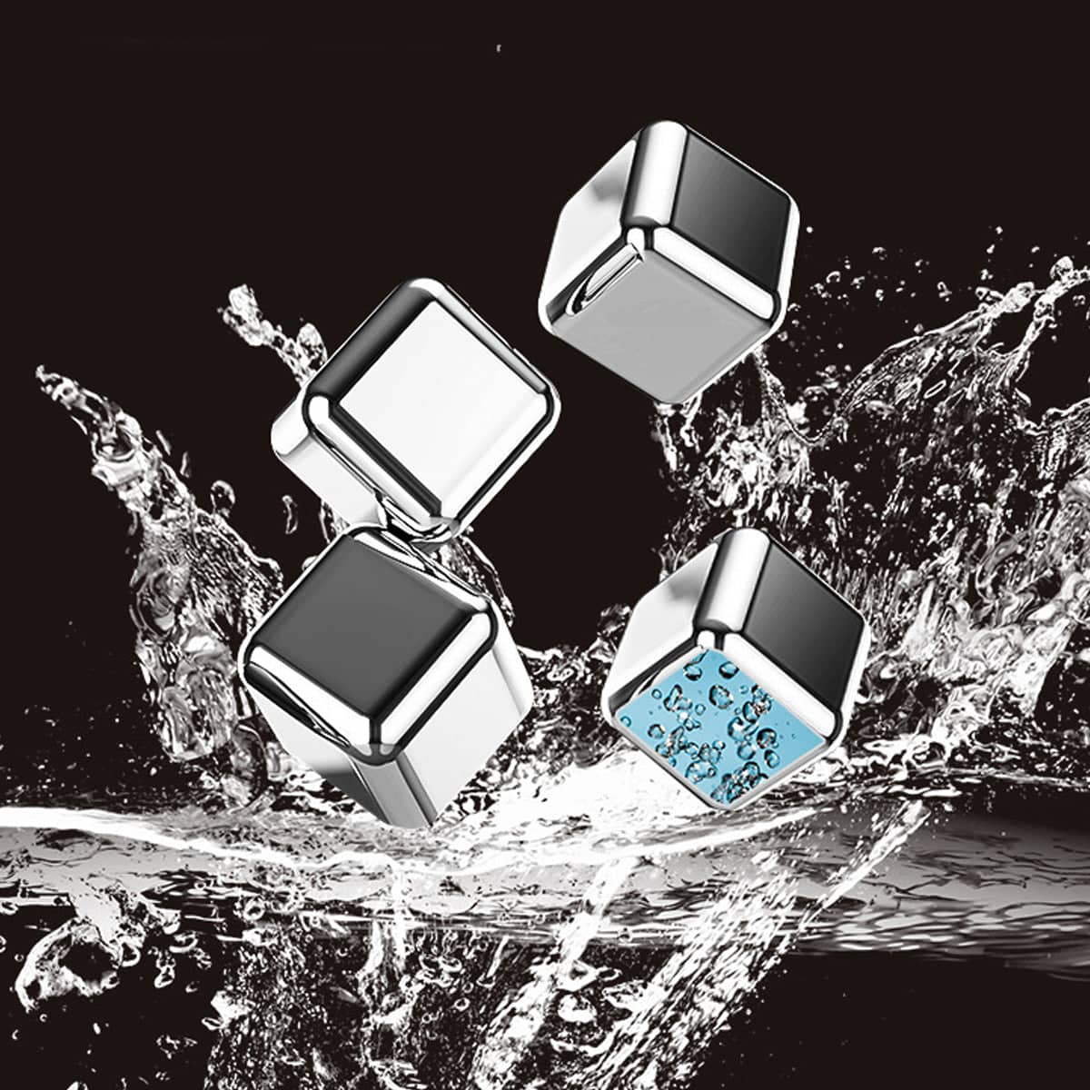 304 Stainless Steel Reusable Ice Cubes for Whiskey and Wine, Set of 8 - view 4