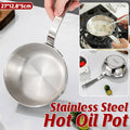 304 Stainless Steel Small Oil Pan with Spout, Oil Splatter Reducing Frying Pan