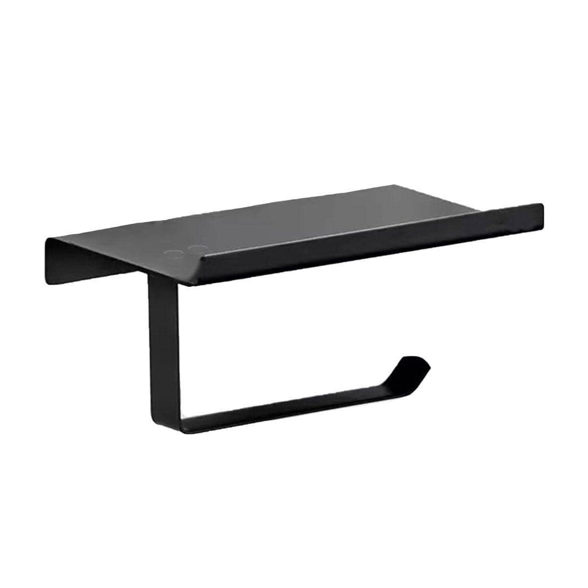 304 Stainless Steel Toilet Paper Holder with Phone Shelf - Black