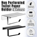 304 Stainless Steel Toilet Paper Holder with Phone Shelf - Black - view 2
