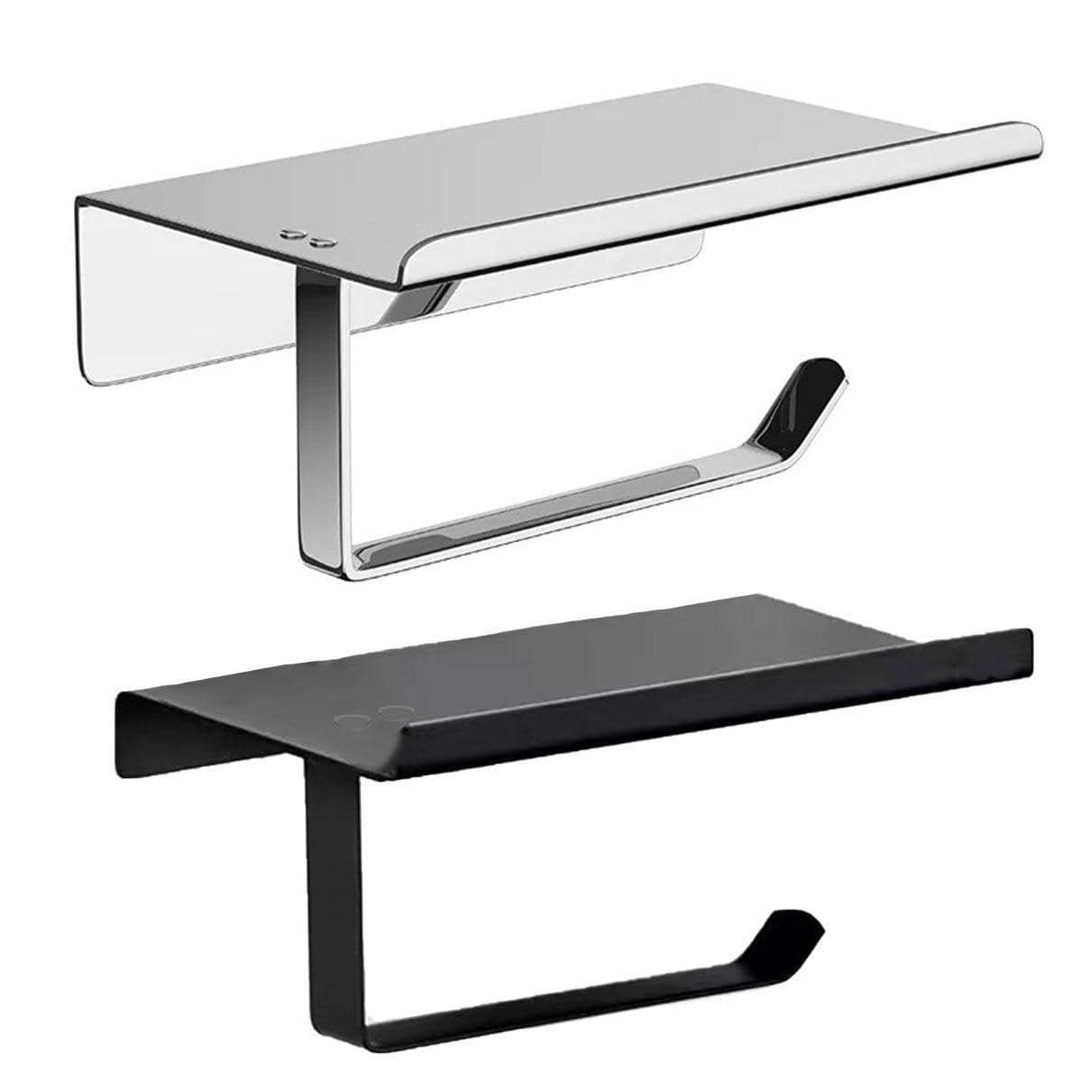 304 Stainless Steel Toilet Paper Holder with Phone Shelf - Black - view 3