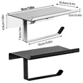 304 Stainless Steel Toilet Paper Holder with Phone Shelf - Black - view 4