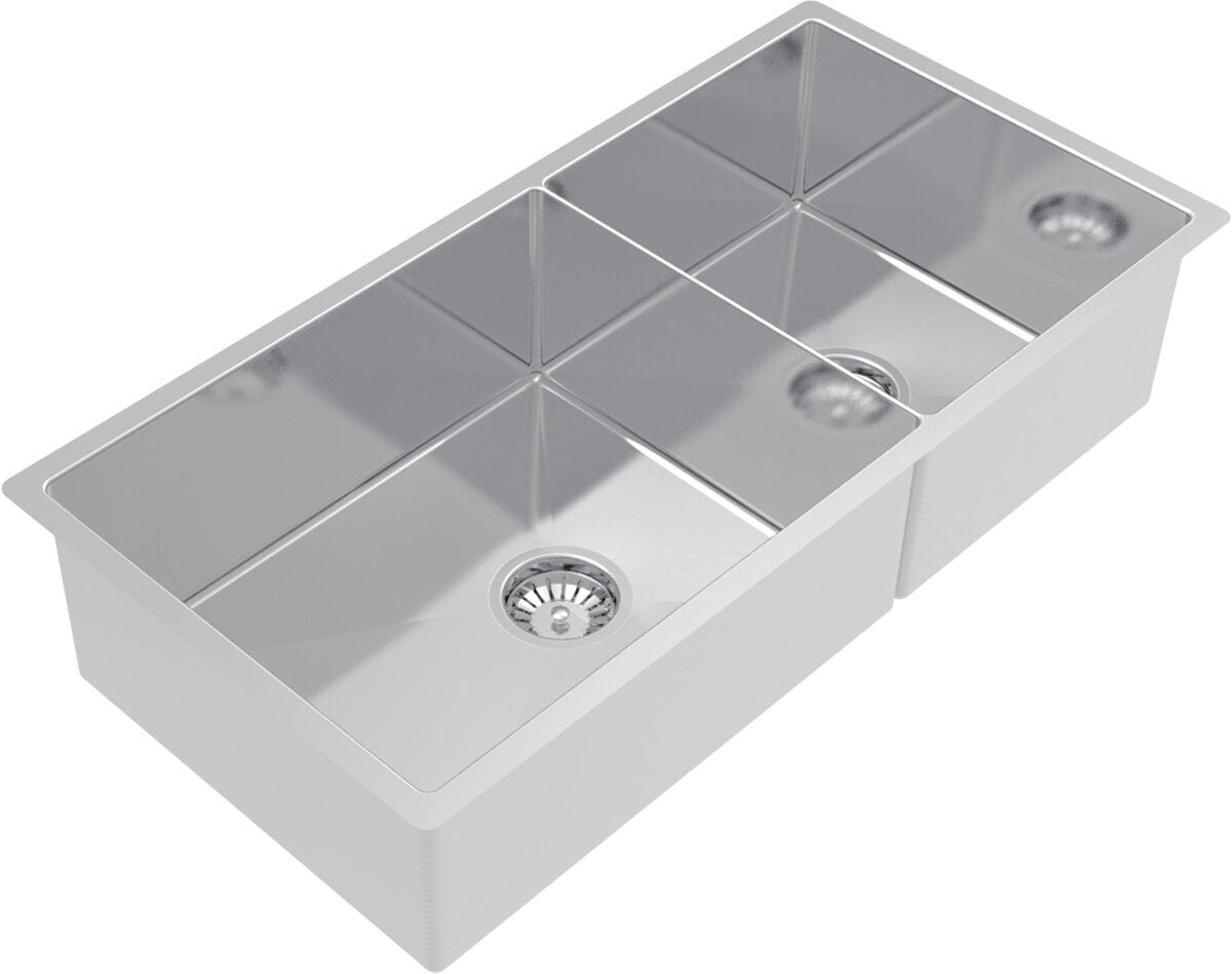 Abey Piazza 1 and 3/4 bowl sink - stainless steel - top, under or flush mount - CR500D