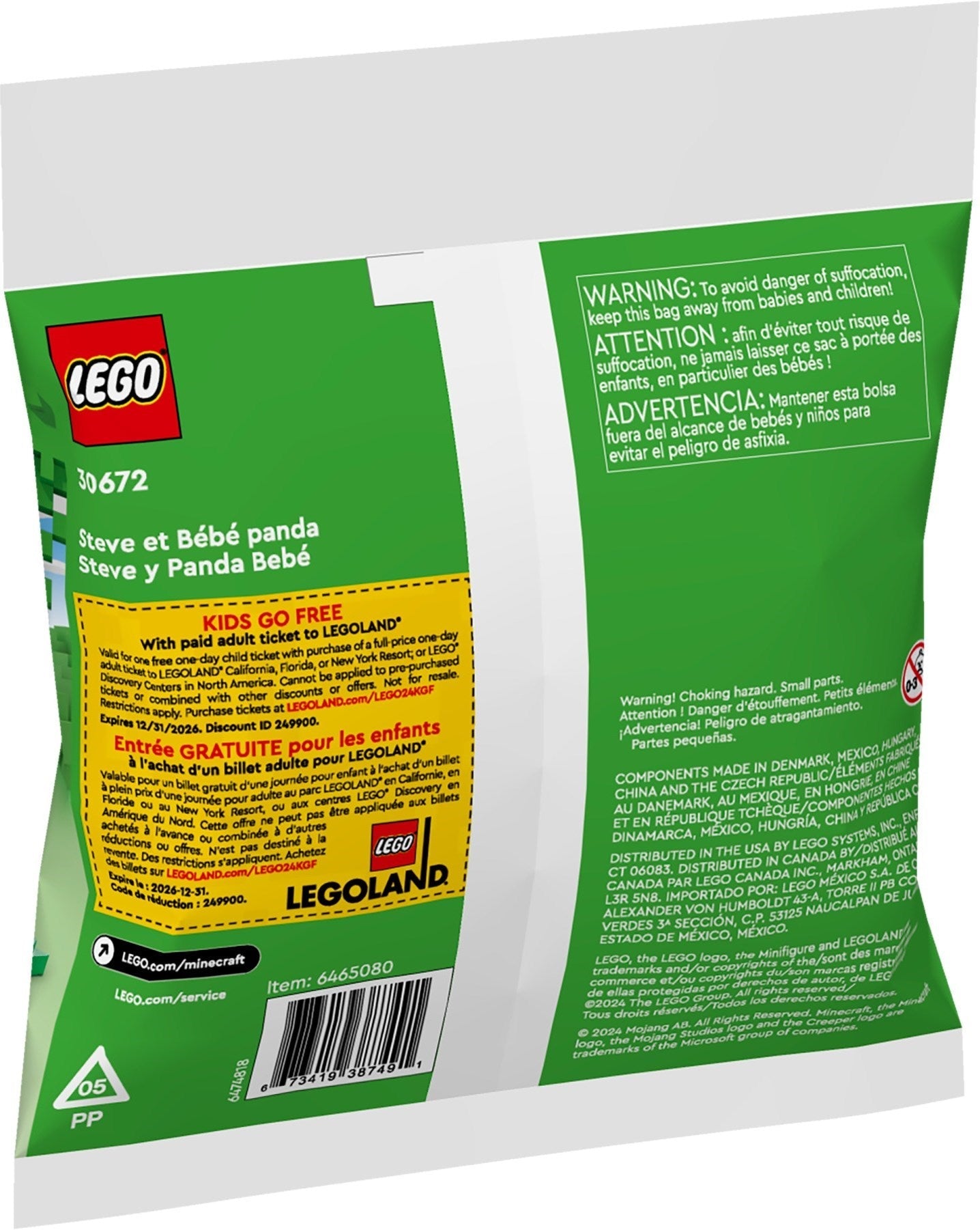 LEGO Minecraft Steve and Baby Panda 30672 Polybag