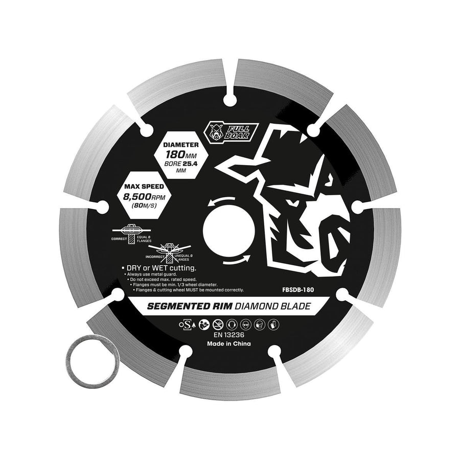 Full Boar 180mm Segmented Rim Diamond Blade - Cured Concrete Cutting - SuperSaverAU - view 1