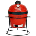 Kamado Joe Joe Jr. Portable Kamado Grill - Red, Cast Iron Stand, Temperature Gauge - KJ13RH