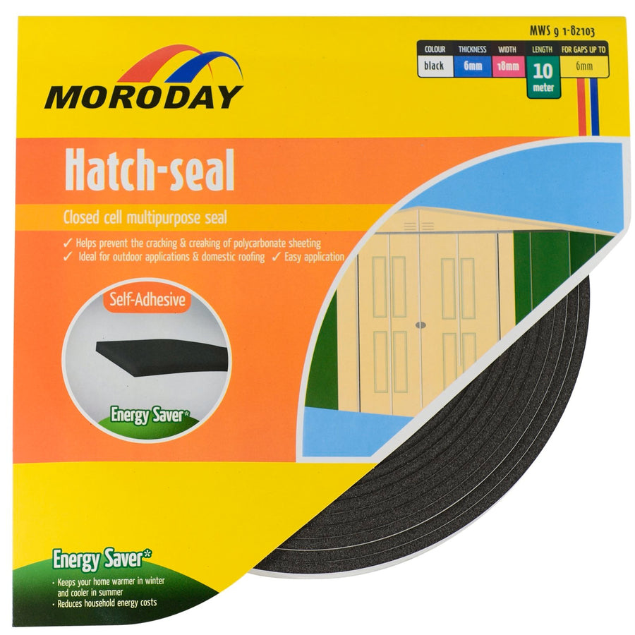 Moroday Hatch Seal Foam 6 x 18mm x 10m Black Self-Adhesive Weatherstrip