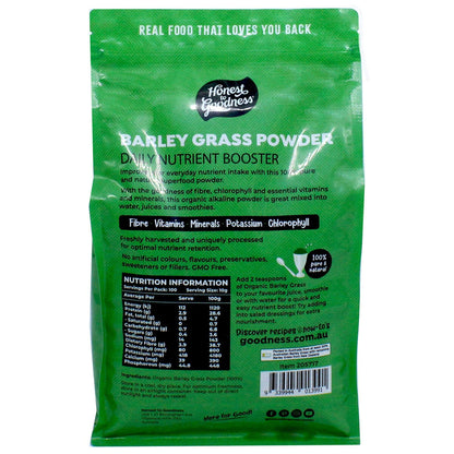 Honest To Goodness Organic Barley Grass 1kg - Certified, Antioxidants, Fibre, Alkaliser, Non GMO