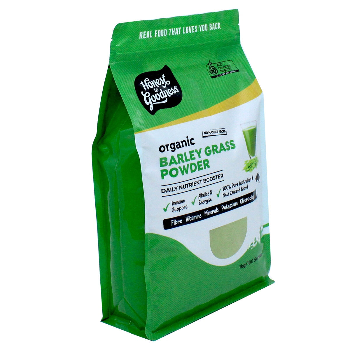 Honest To Goodness Organic Barley Grass 1kg - Certified, Antioxidants, Fibre, Alkaliser, Non GMO