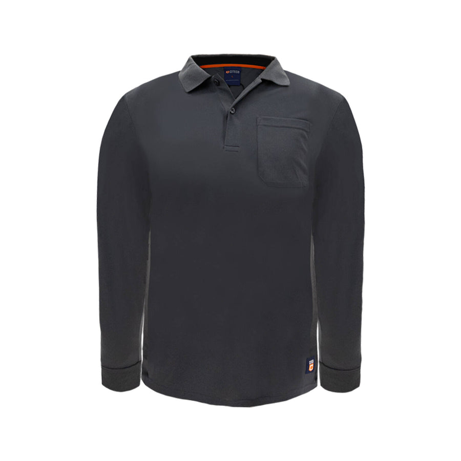 Citeco Grey Dry Fit Long Sleeve Polo - Lightweight Polyester, Men's Large