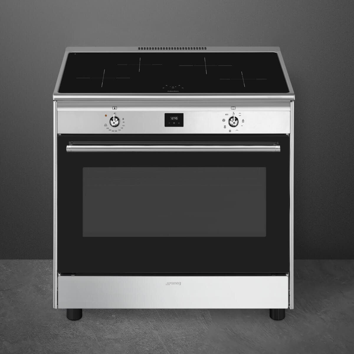 Smeg 90cm Freestanding Induction Oven - Stainless Steel, Four Zone Cooktop, Vapour Clean - CG90CIXT