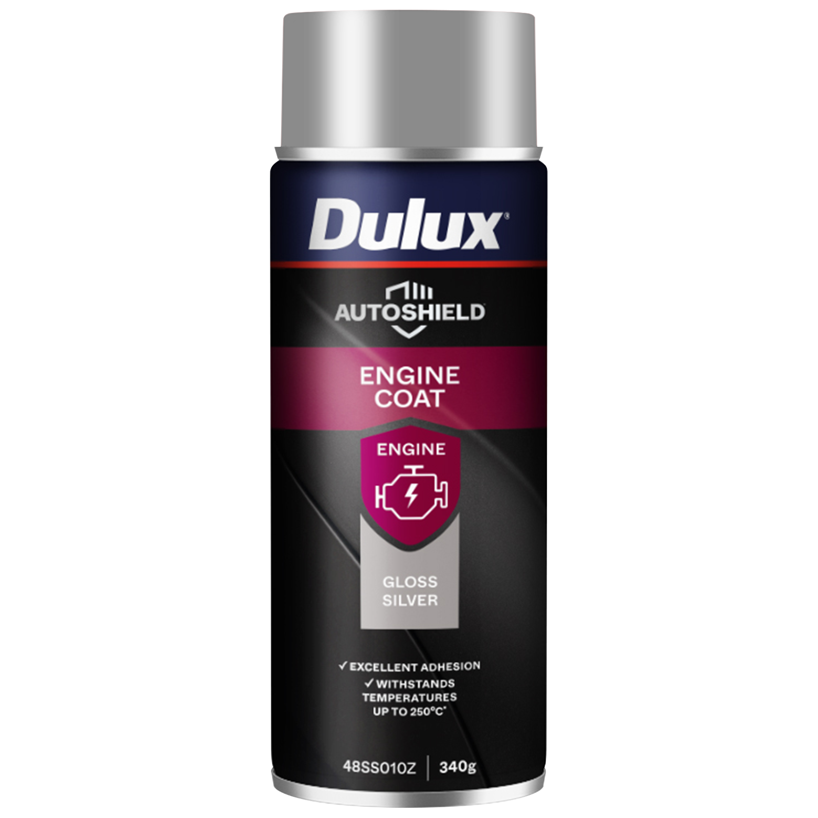Dulux Autoshield 340g Silver Engine Coat Spray Paint, Heat-Resistant Engine Finish