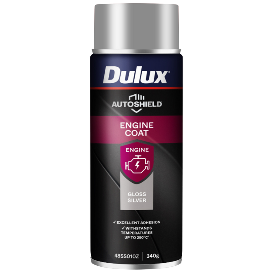 Dulux Autoshield 340g Silver Engine Coat Spray Paint, Heat-Resistant Engine Finish