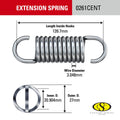 Century Spring Corp Extension Spring - 27 x 139mm - Steel - Durable - SuperSaverAU - view 2
