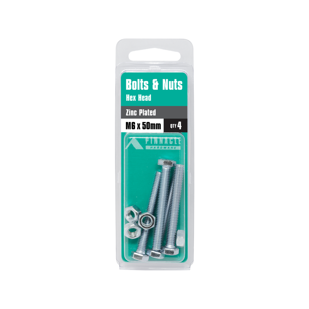 Pinnacle M6 Zinc Plated Hex Head Bolts and Nuts 4 Pack - 50mm Length - SuperSaverAU - view 3