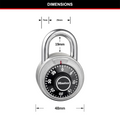 Master Lock 48mm Combination Padlock, Stainless Steel Body, Hardened Steel Shackle