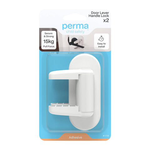Perma Child Safety Door Lever Handle Lock 2 Pack White Plastic
