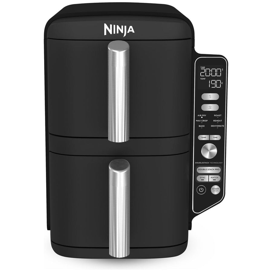 Ninja DoubleStack 9.5L Two Drawer Air Fryer - Stacked Design, Smart Finish, Match Cook - Black - SL400