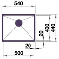 Blanco single bowl undermount sink - 18/10 surgical grade stainless steel, 40L bowl - QUATR15500IUK5