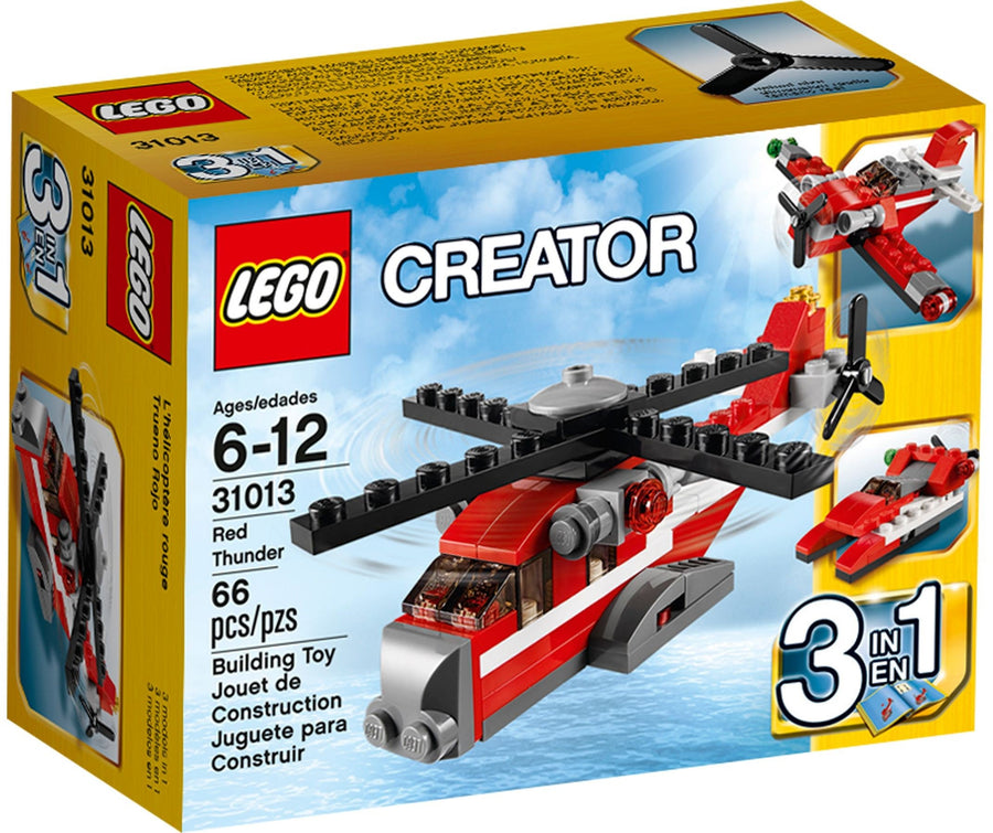 LEGO 31013 Red Thunder Helicopter 3-in-1 Rescue Biplane Boat Set - SuperSaverAU - view 1