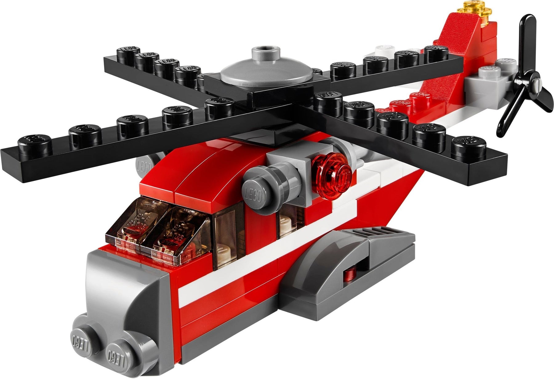 LEGO 31013 Red Thunder Helicopter 3-in-1 Rescue Biplane Boat Set - SuperSaverAU - view 2