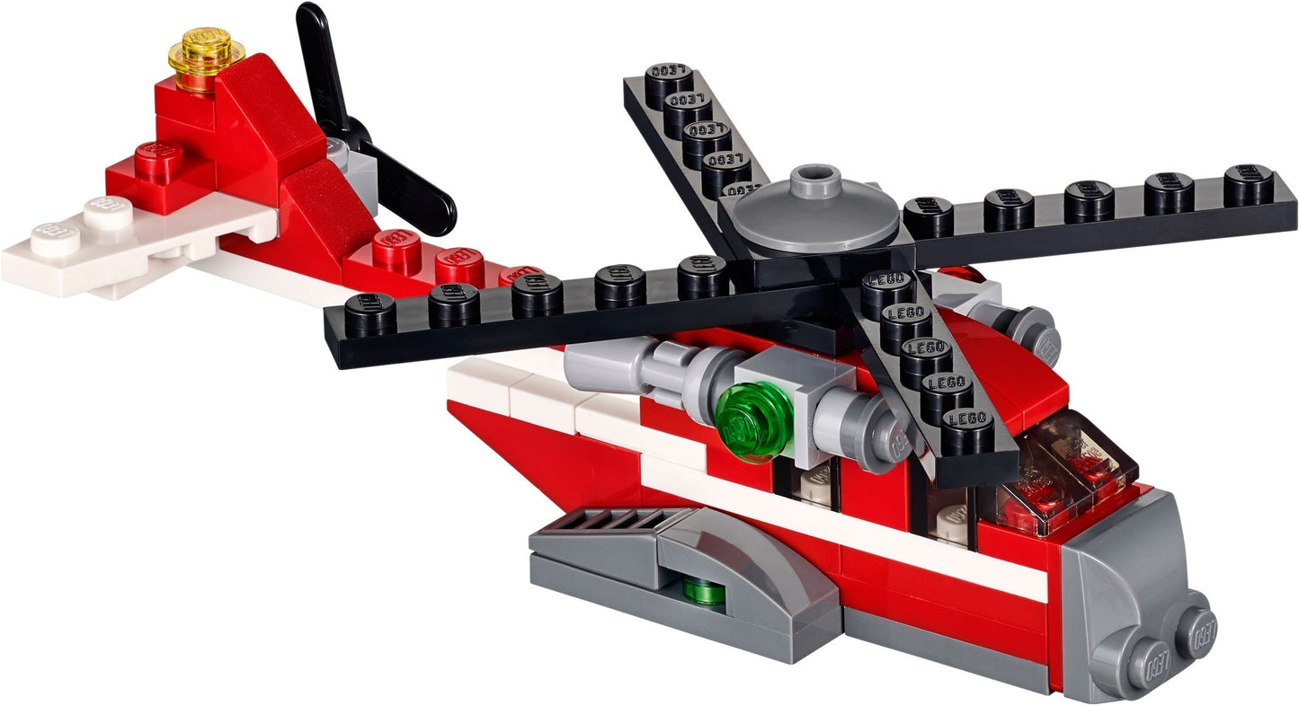 LEGO 31013 Red Thunder Helicopter 3-in-1 Rescue Biplane Boat Set