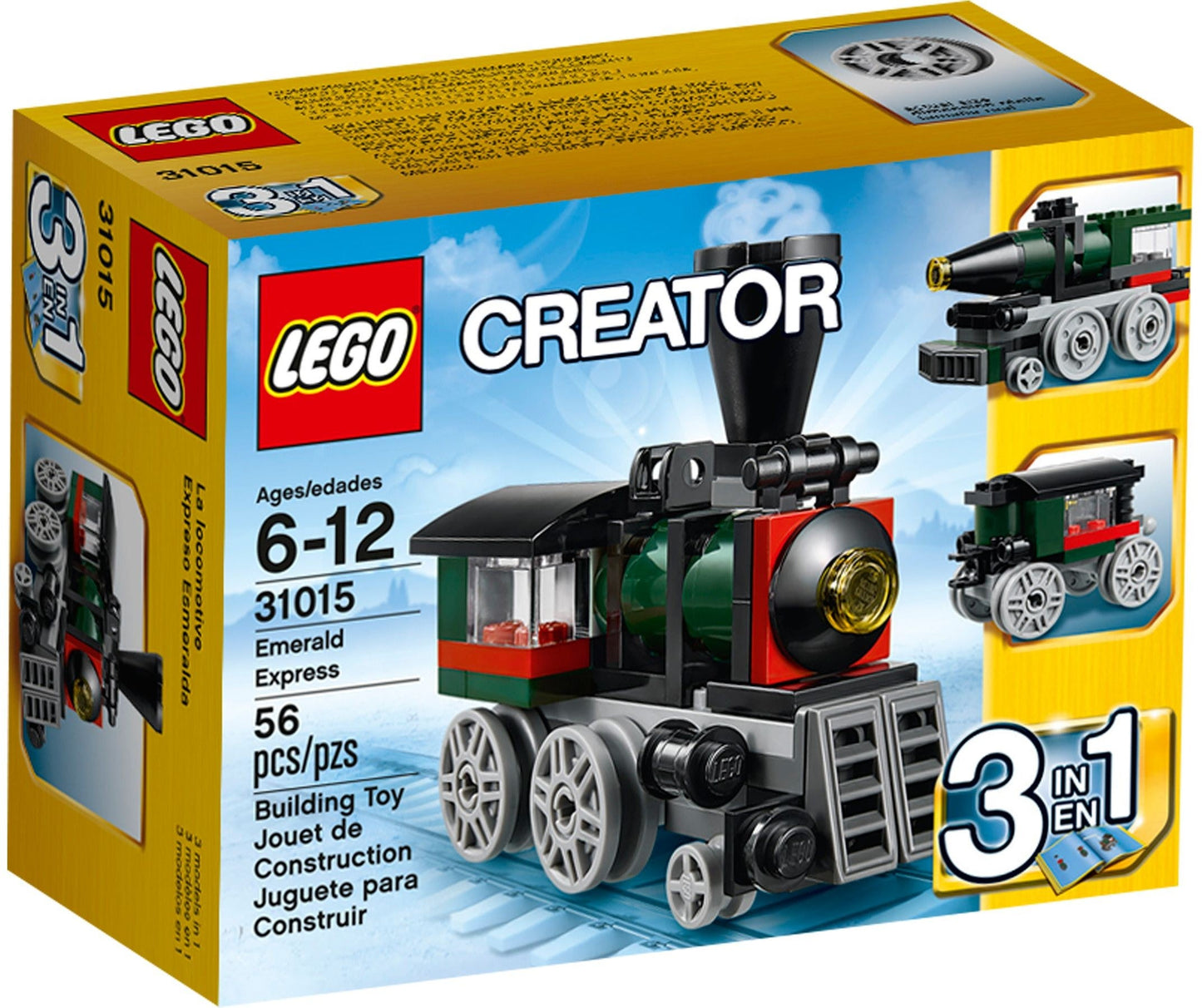 LEGO 31015 Emerald Express 3-in-1 Steam Train, Rocket, Carriage