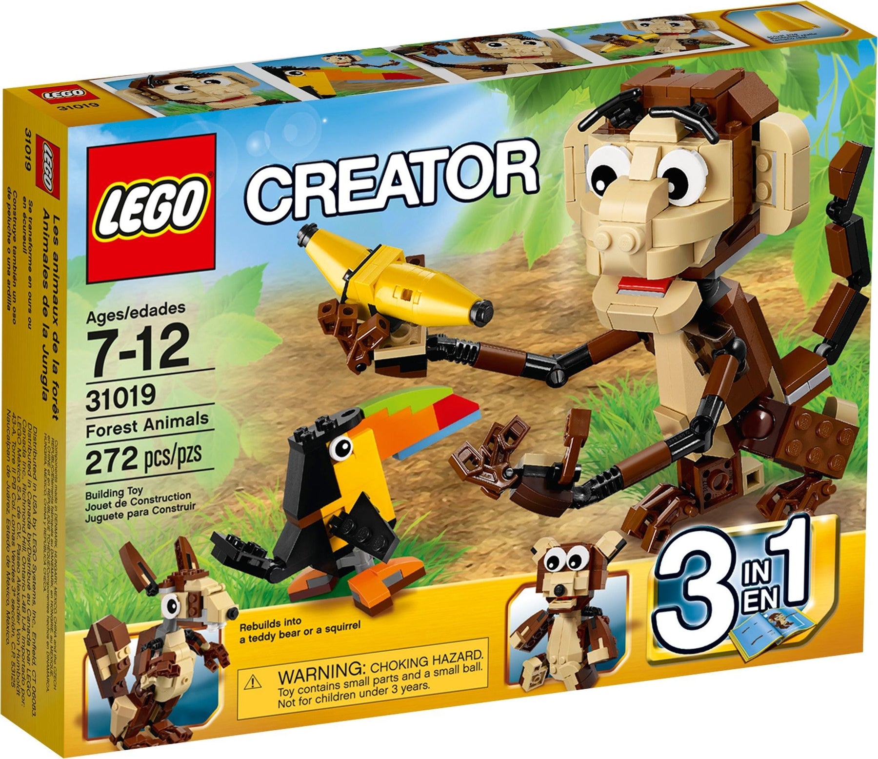 LEGO 31019 Creator 3-in-1 Forest Animals: Monkey, Bear & Squirrel - SuperSaverAU - view 1