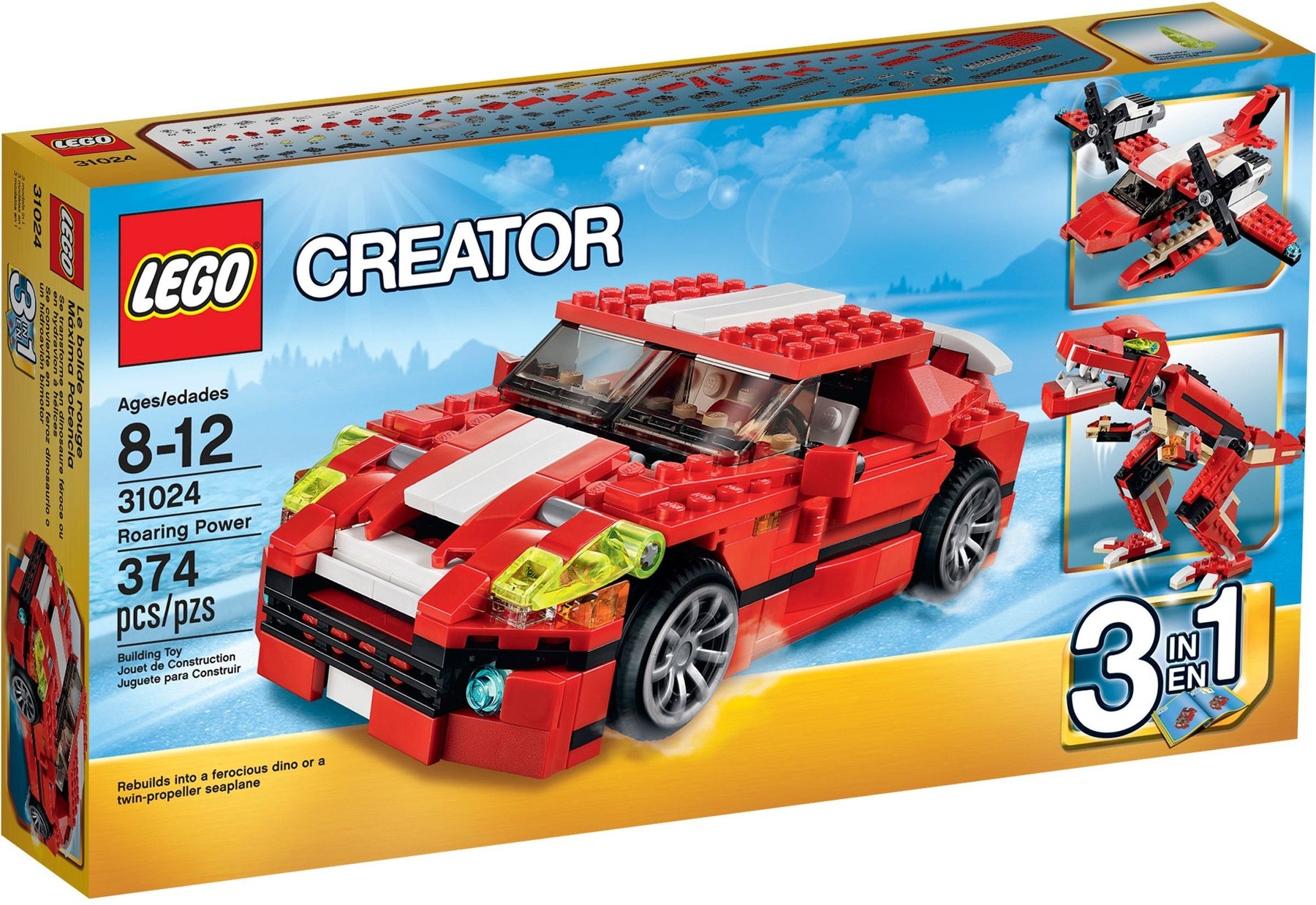 LEGO 31024 Roaring Power 3-in-1 Sports Car, Dino, Seaplane - SuperSaverAU - view 1