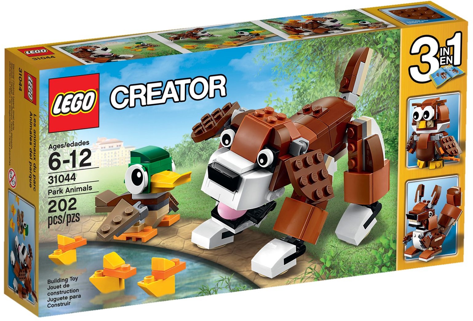 LEGO 31044 Creator 3-in-1 Park Animals: Dog, Duck & Squirrel Building Set - SuperSaverAU - view 1