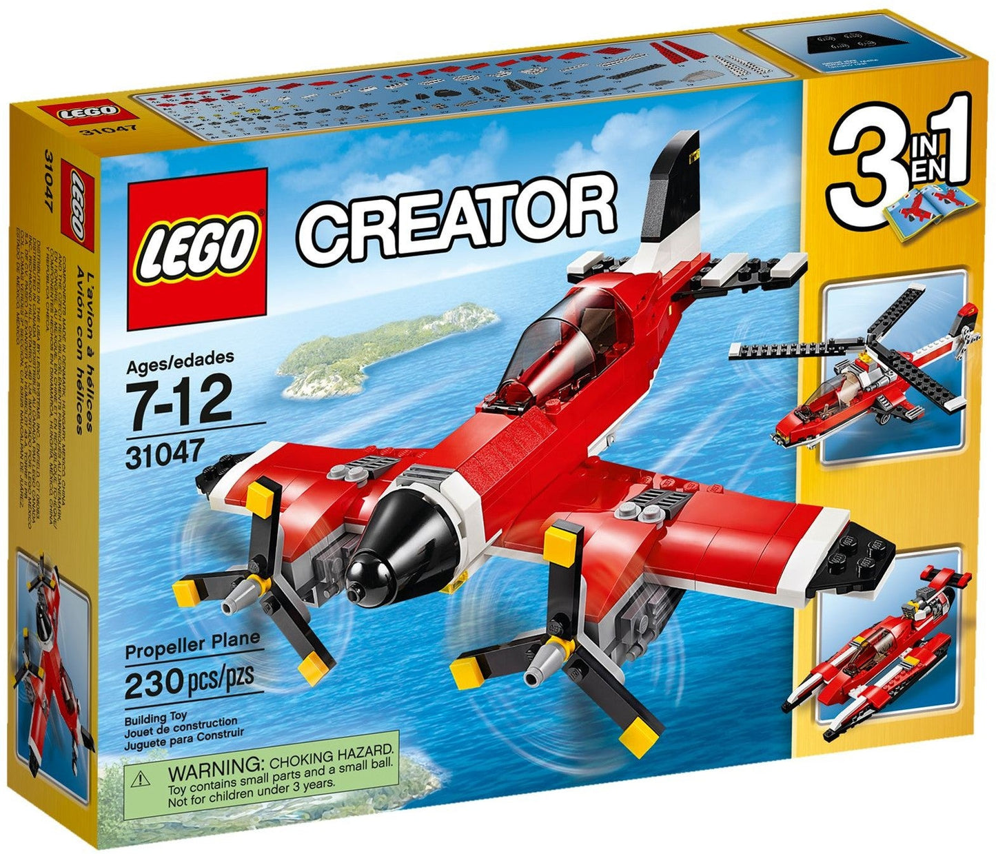 LEGO 31047 3-in-1 Propeller Plane, Hydroplane, Helicopter