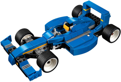 LEGO 31070 Turbo Track Racer 3-in-1 Sports Car, Forklift, Blue Racer